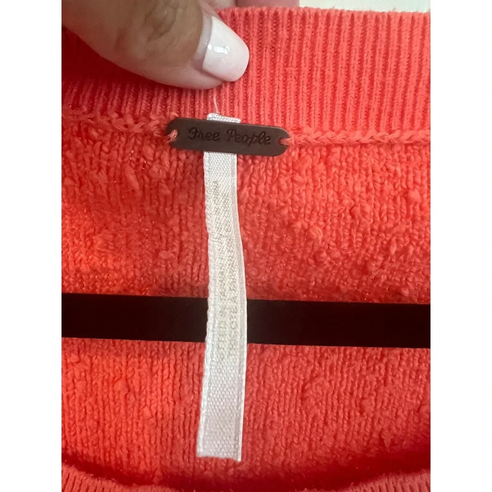Free People Found My Friend Textured Boucle Pullover Sweater Coral Pink XS